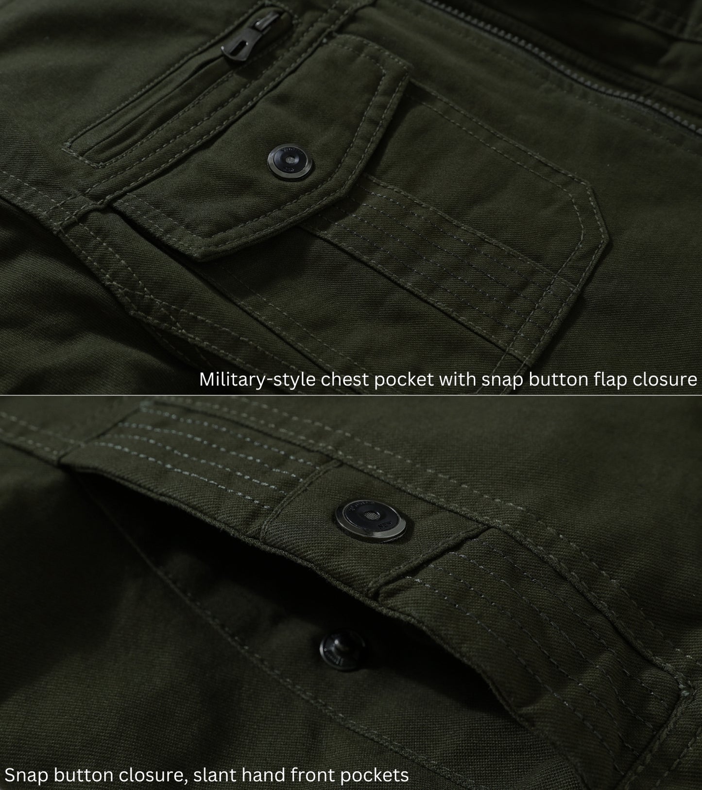 L'MONTE Men's Army Green Military Style Cargo Cotton Jacket My Store