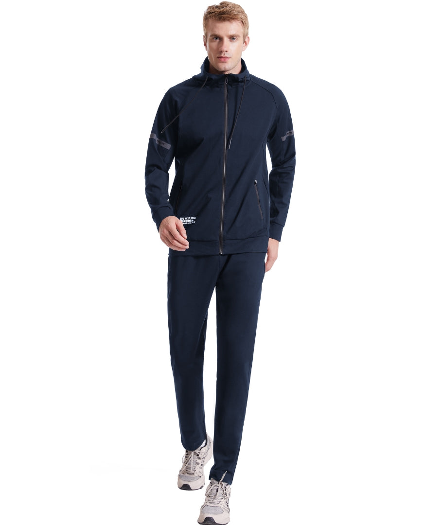 L'MONTE Men's Full Zip 2 Piece Blue Hoodie Tracksuits My Store