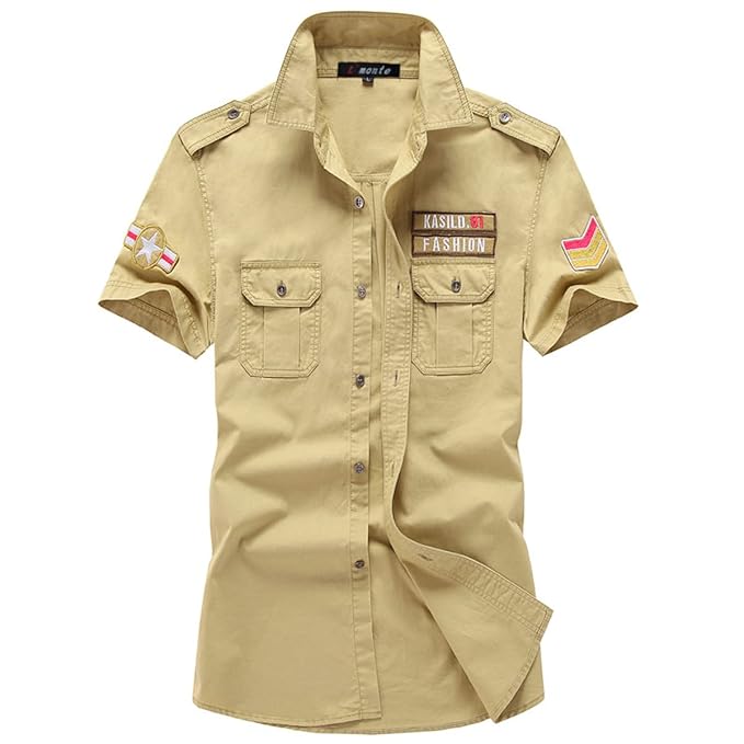 L'monte Men's Cargo Shirts Half Sleeve with Pockets My Store