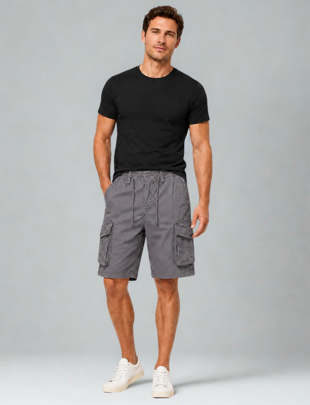 L'MONTE Imported Men's Multi Grey Pocket Cargo Shorts | Casual Utility Shorts for Men My Store