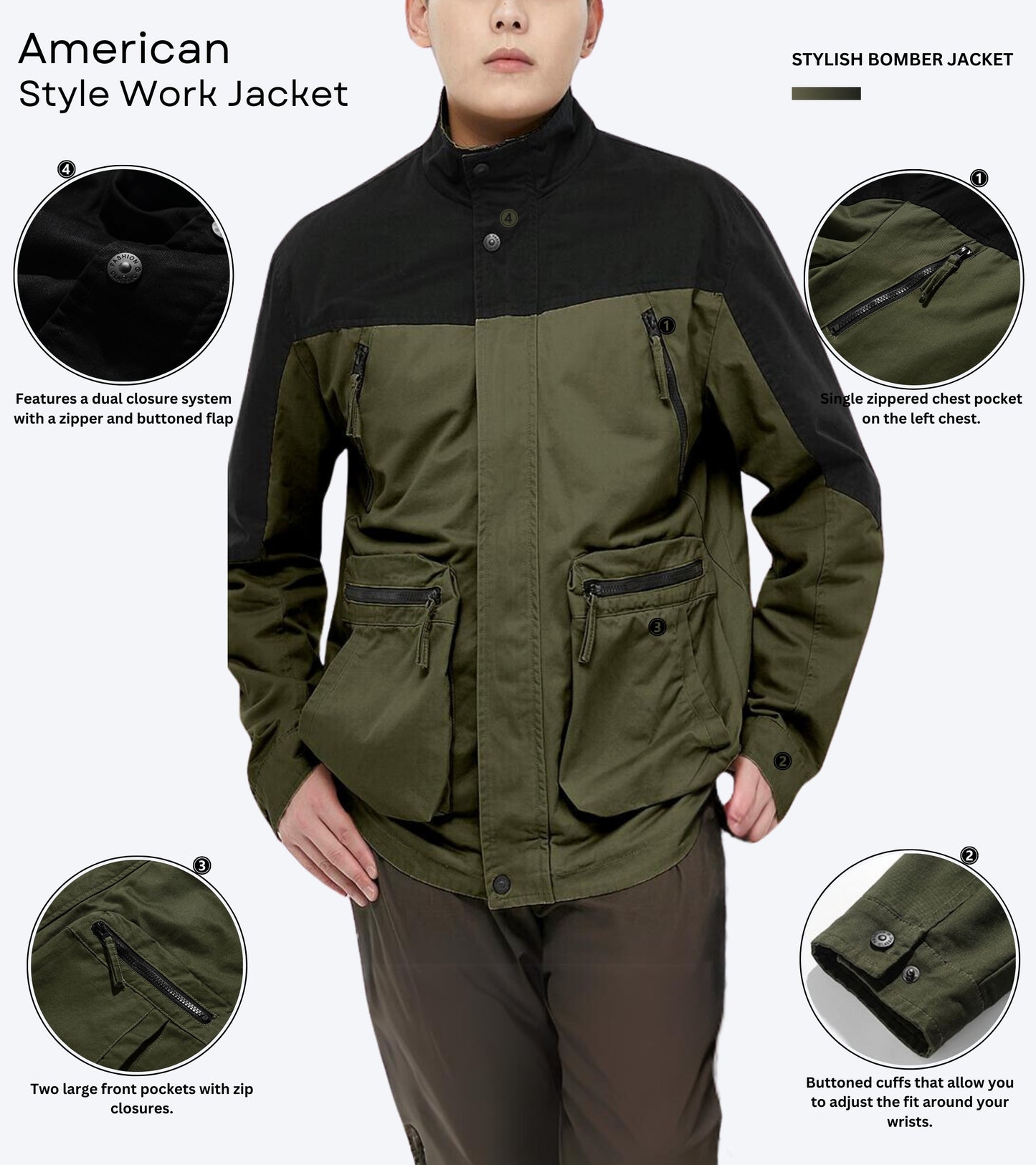 L'MONTE Men's Winter-Ready Army Green Cotton Jacket My Store