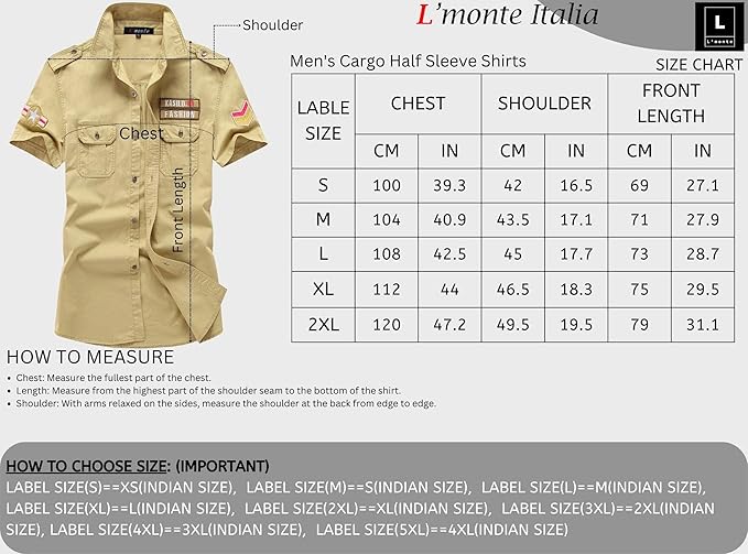 L'monte Men's Cargo Shirts Half Sleeve with Pockets My Store