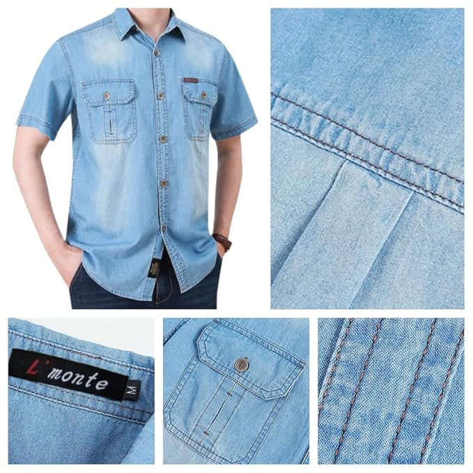 L'MONTE Imported Men's Washed Denim Shirts for Men My Store