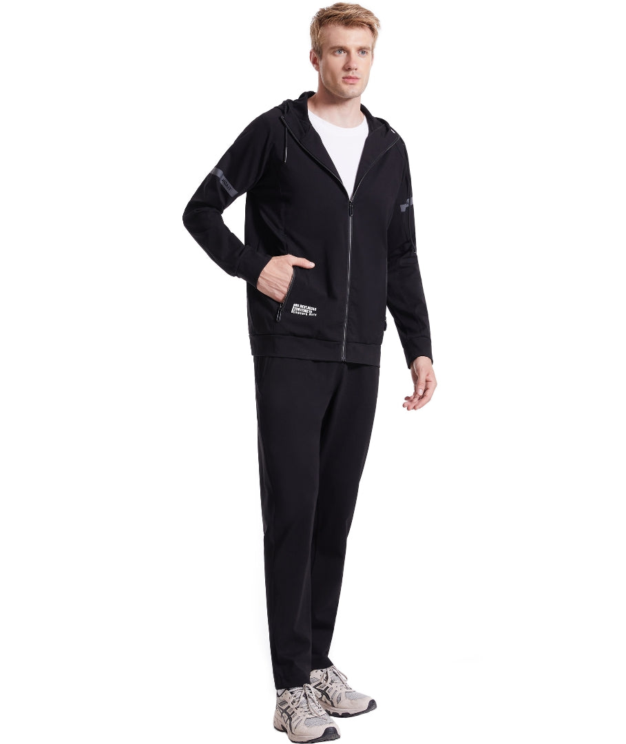 L'MONTE Men's Full Zip 2 Piece Black Hoodie Tracksuits My Store