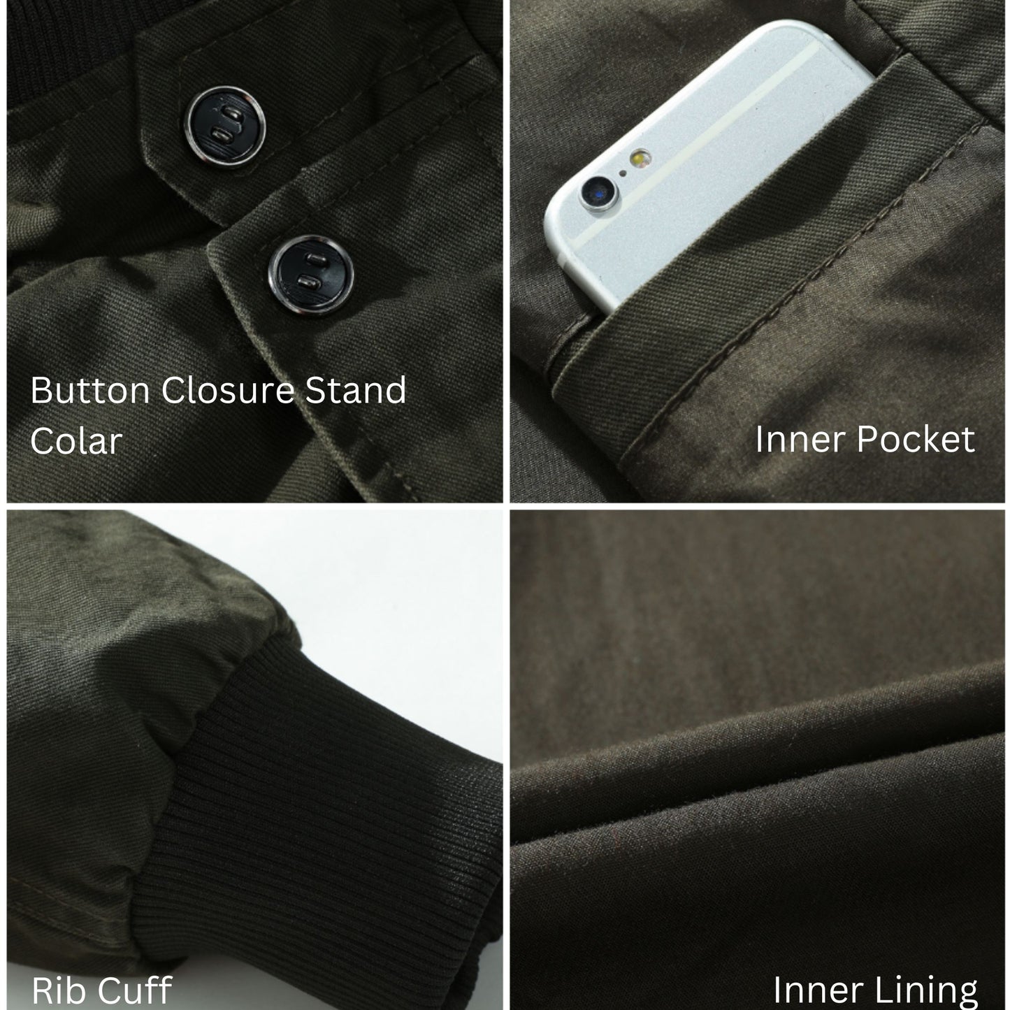 L'MONTE Men's Khaki Casual Bomber Jacket My Store