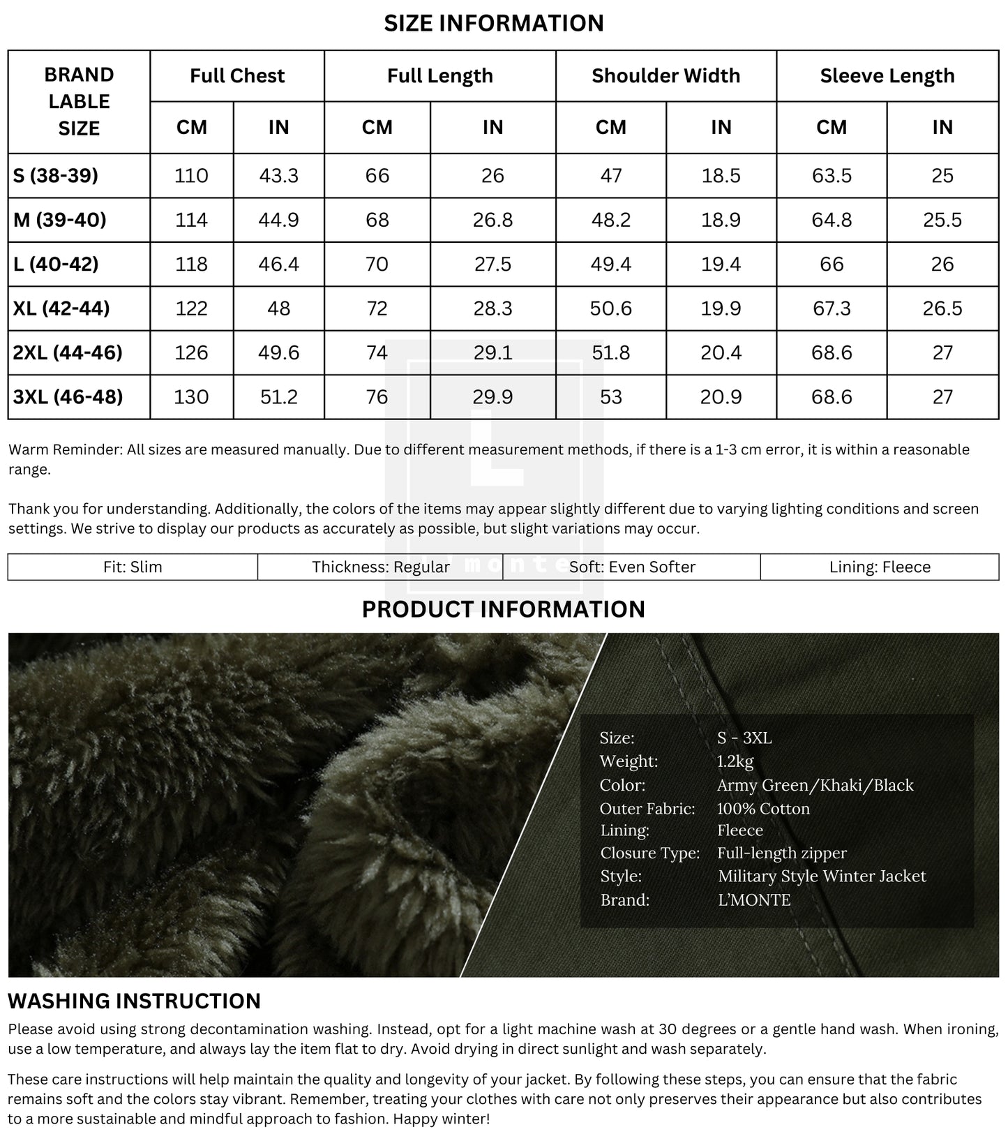 L'MONTE Men's Army Green Military Style Cargo Cotton Jacket My Store