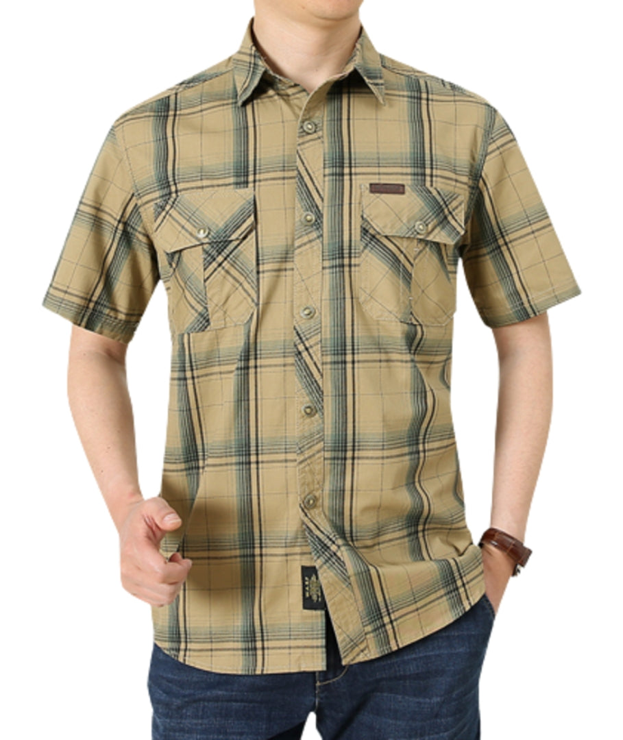 L'MONTE Imported Men's Cotton Khaki Casual Checkered Shirts Lmonte International