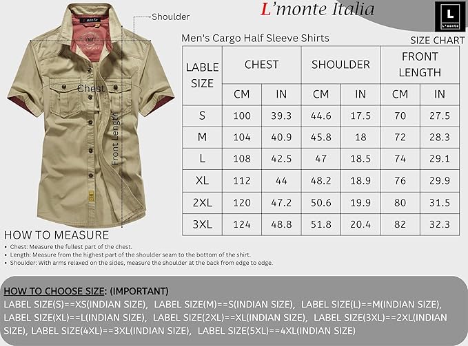 L'monte Men's Cargo Shirts Half Sleeve with Pockets(SHIRLM1589) My Store