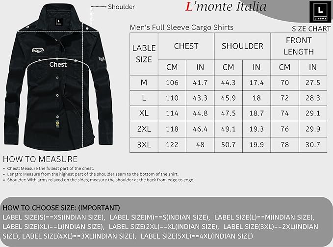 L'MONTE Men's Full Sleeves Cargo Shirts for Men(SHILMF8521) My Store