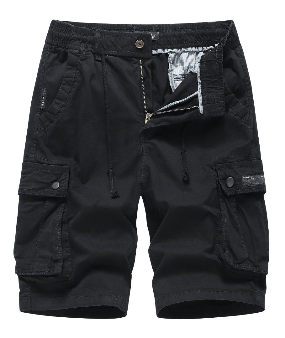 L'MONTE Imported Expandable Elastic Waist Black Outwear Cargo Shorts My Store