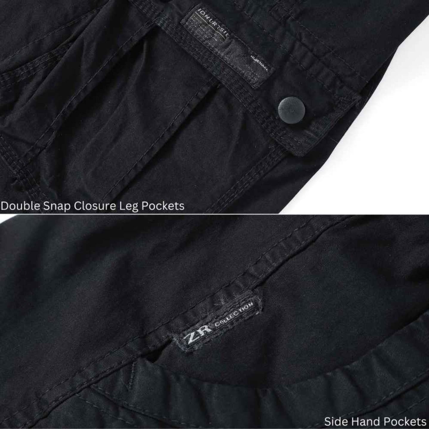 L'MONTE Imported Expandable Elastic Waist Black Outwear Cargo Shorts My Store