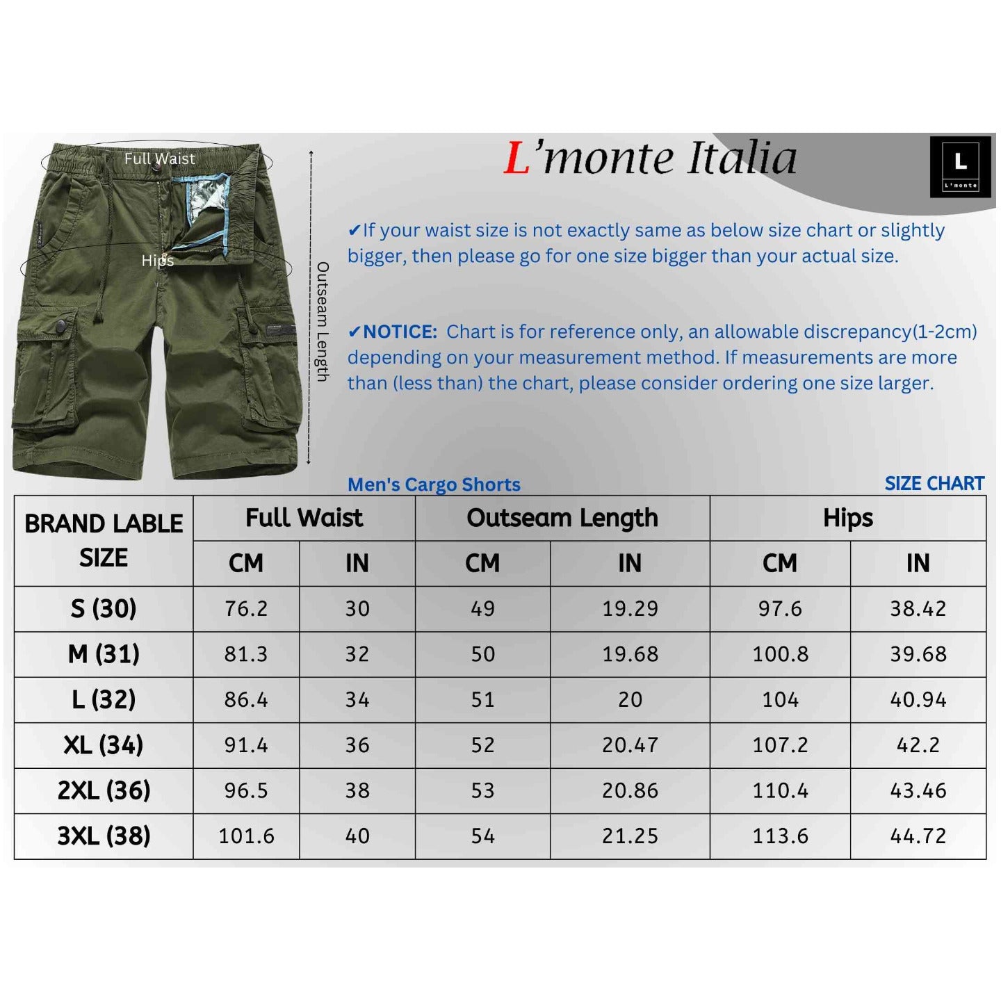 L'MONTE Imported Multi Pockets Outwear Green Cargo Short My Store