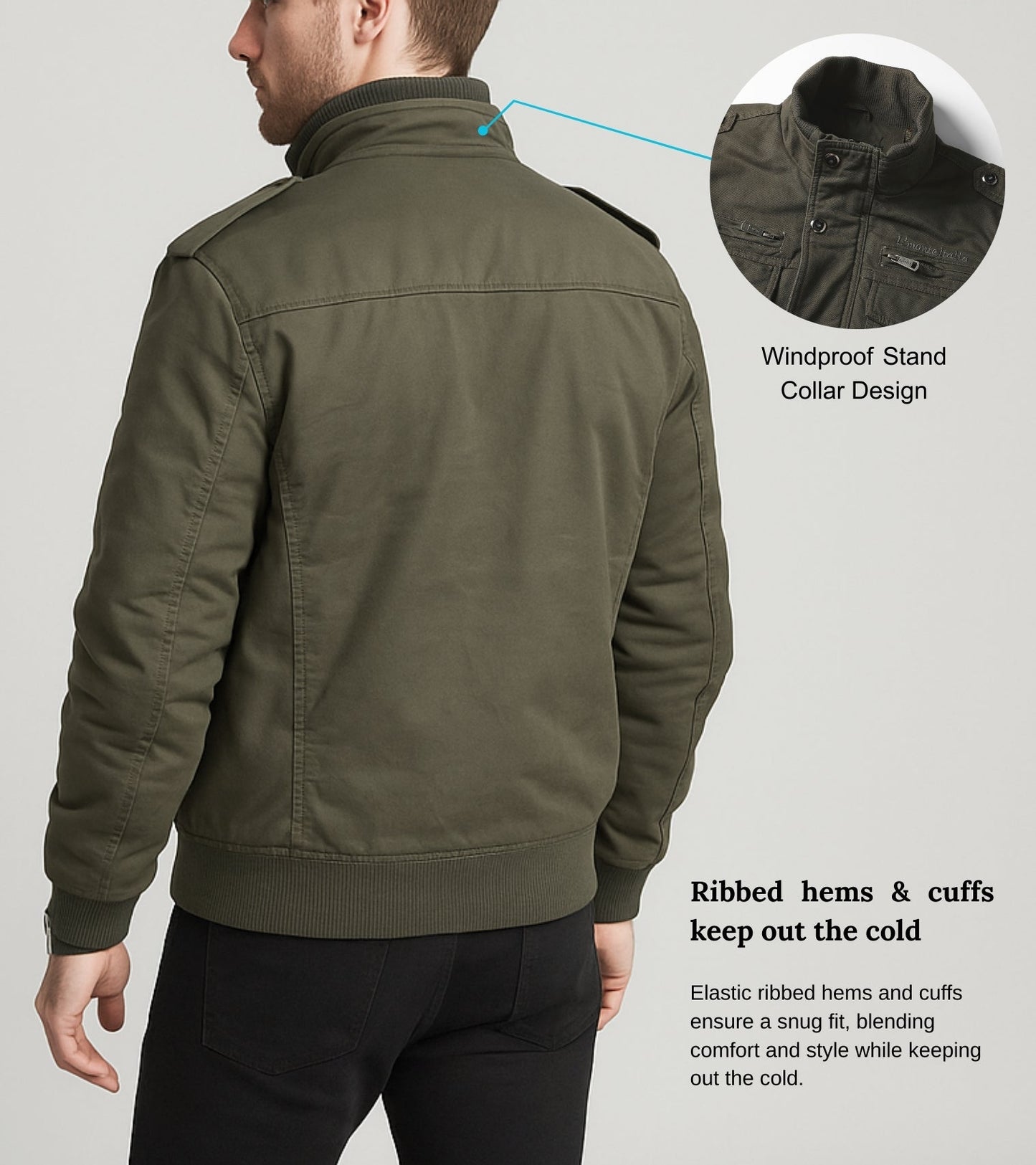 L'MONTE Men's Army Green Military-Style Cargo Winter Jacket My Store