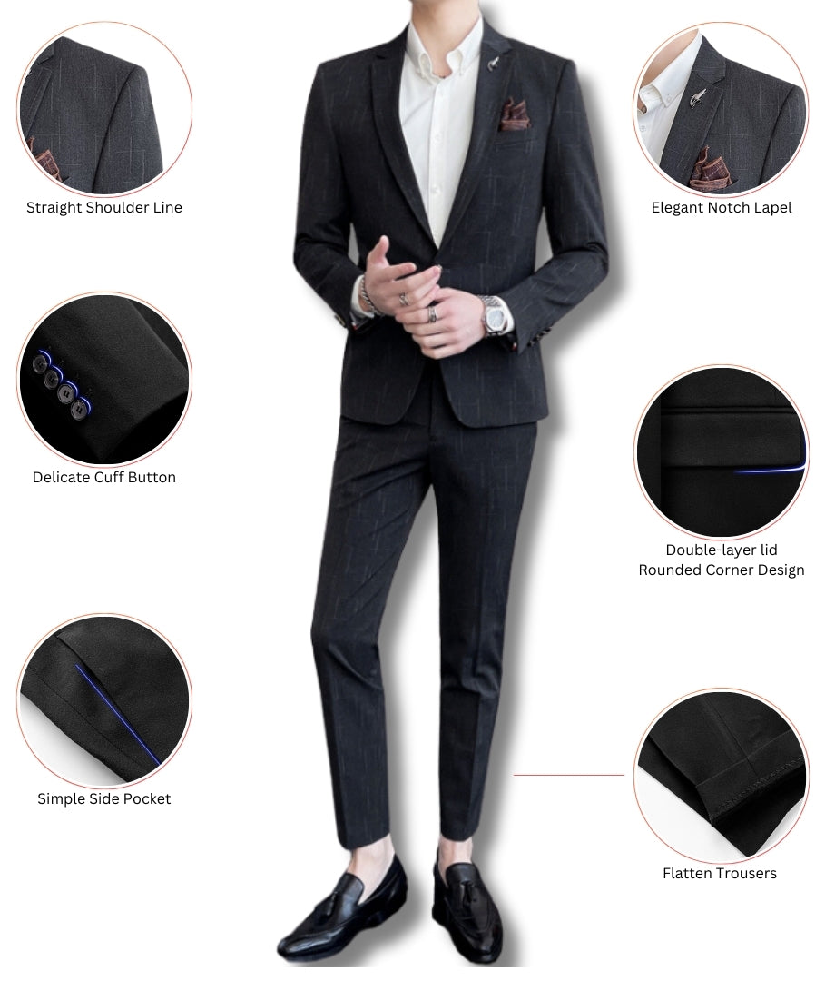 L'MONTE Imported 2 Piece Suit Blazer for Men Formal Slim Fit Two Button Closure Coat(BLPLM96002) My Store