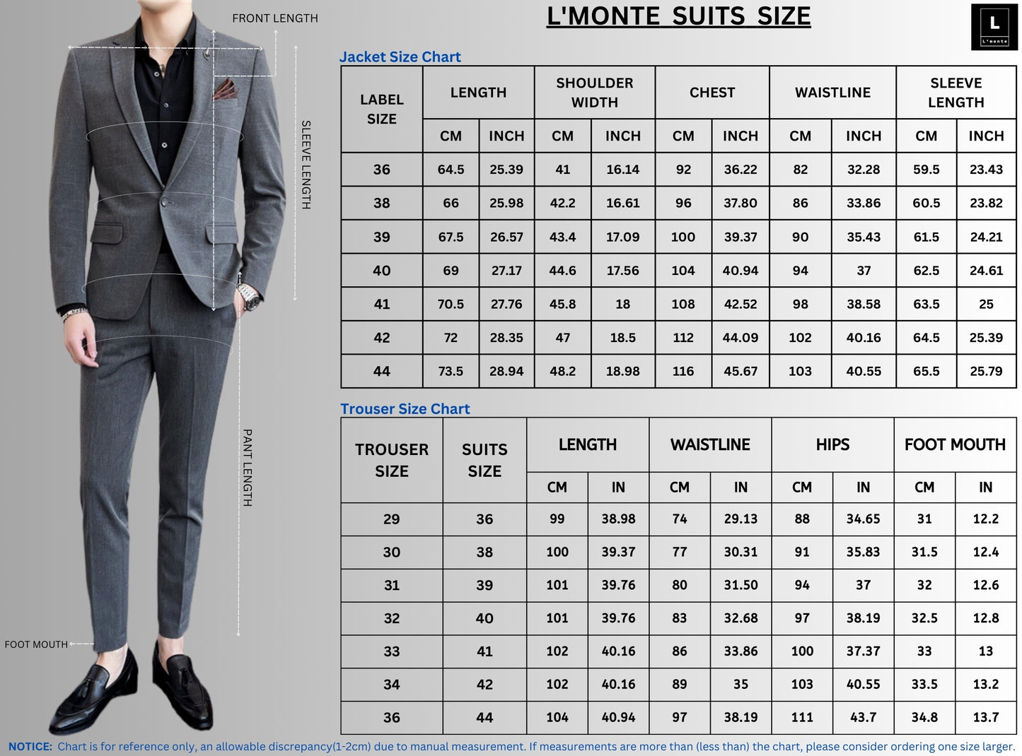 L'MONTE Imported 2 Piece Suit Blazer for Men Formal Slim Fit with One Button Closure Coat(BLPLM96025) My Store