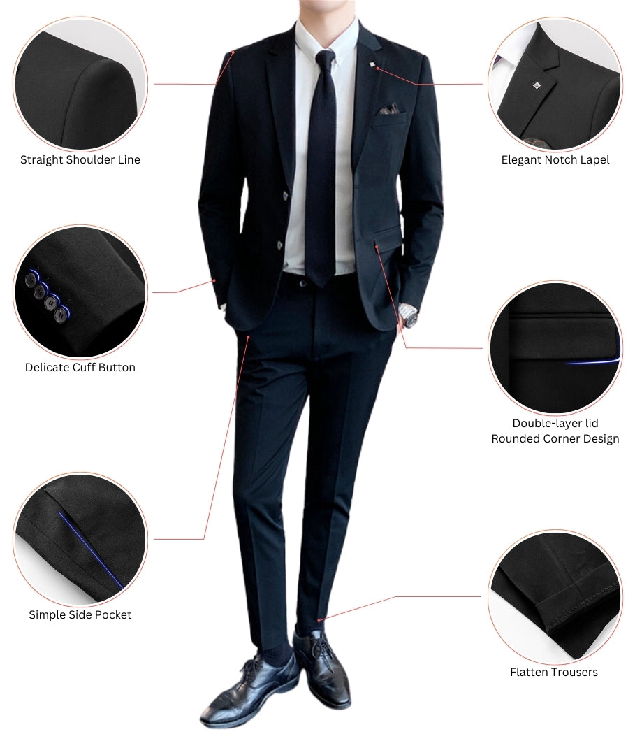 L'MONTE Imported 3 Piece Suit Blazer for Men Formal Slim Fit Two Button Closure Coat (BLSLM96002) My Store