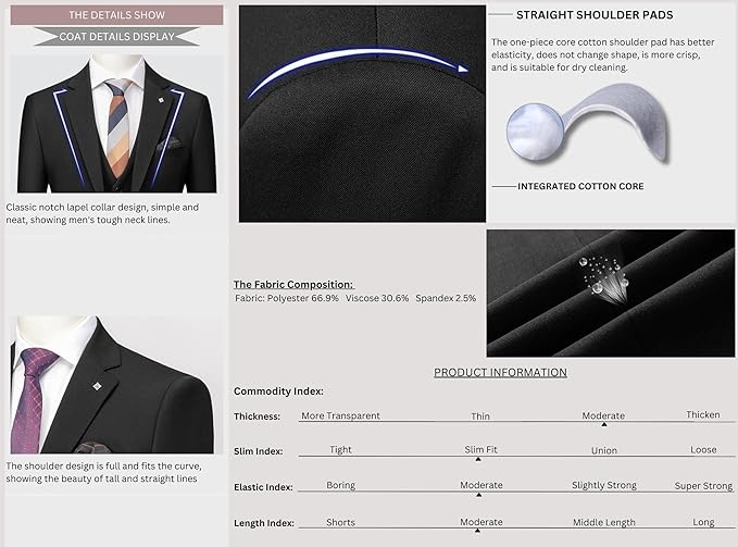 L'MONTE Imported 2 Piece Suit Blazer for Men Formal Slim Fit Two Button Closure Coat(BLPLM96002) My Store