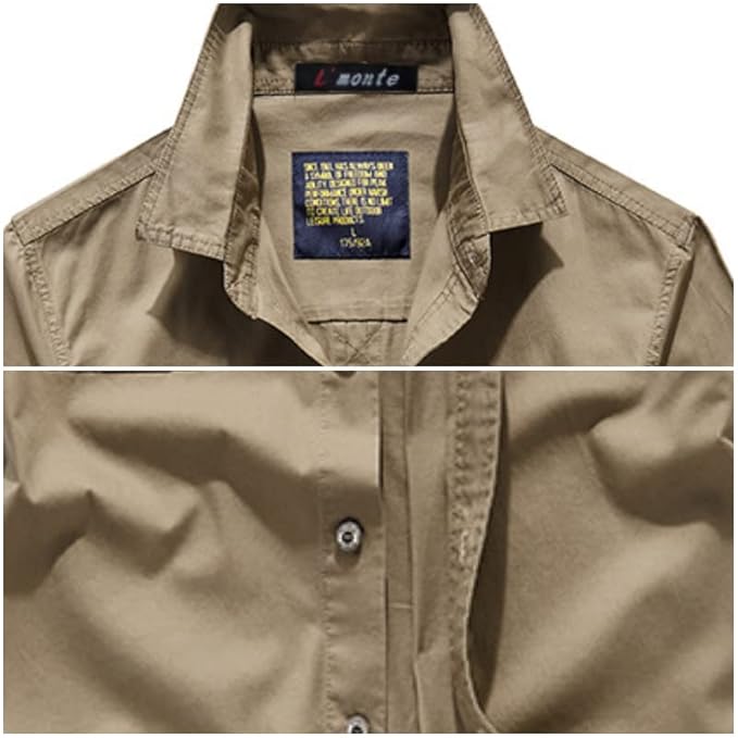 L'monte Men's Cargo Shirts Half Sleeve Khaki shirts My Store