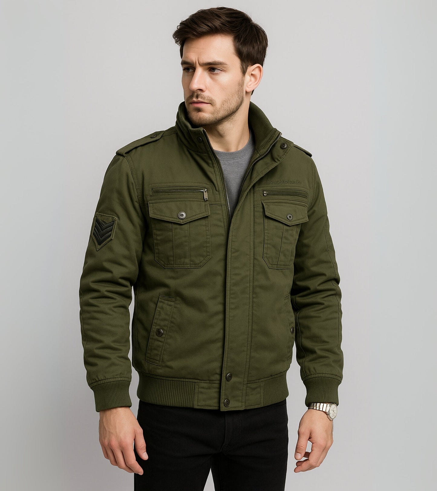 L'MONTE Men's Army Green Military-Style Cargo Winter Jacket My Store