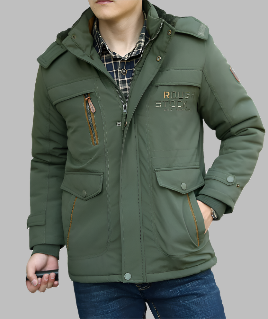 L'MONTE Men's Army Green Heavy-Duty Parka Jacket