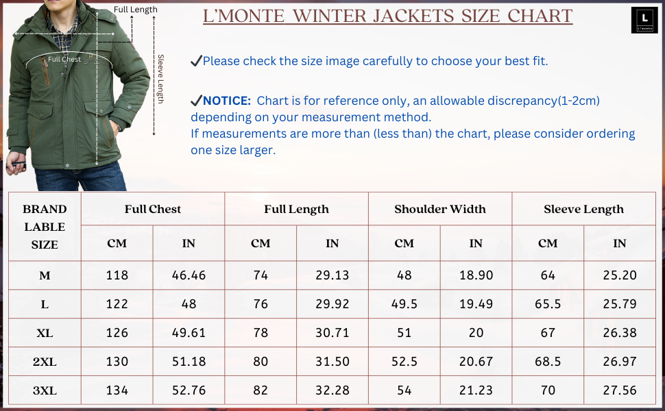 L'MONTE Men's Army Green Heavy-Duty Parka Jacket My Store