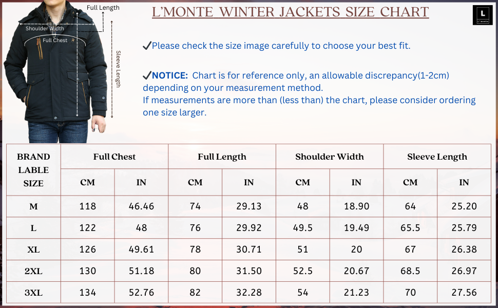 L'MONTE Men's Black Heavy-Duty Parka Jacket My Store