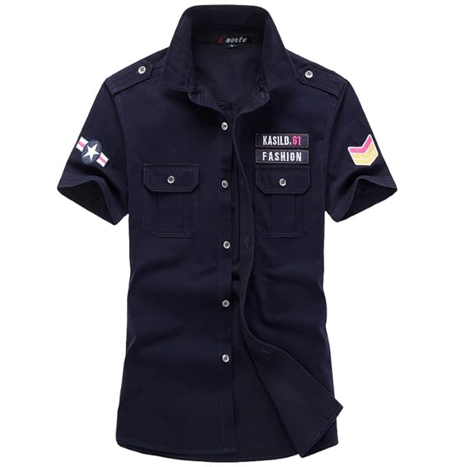 L'monte Men's Cargo Shirts Half Sleeve with Pockets My Store