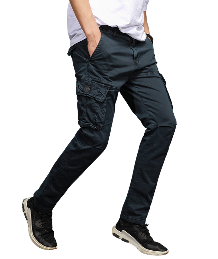 L'MONTE Imported Men's Regular Fit Casual Blue Cotton Cargo Joggers Lmonte International