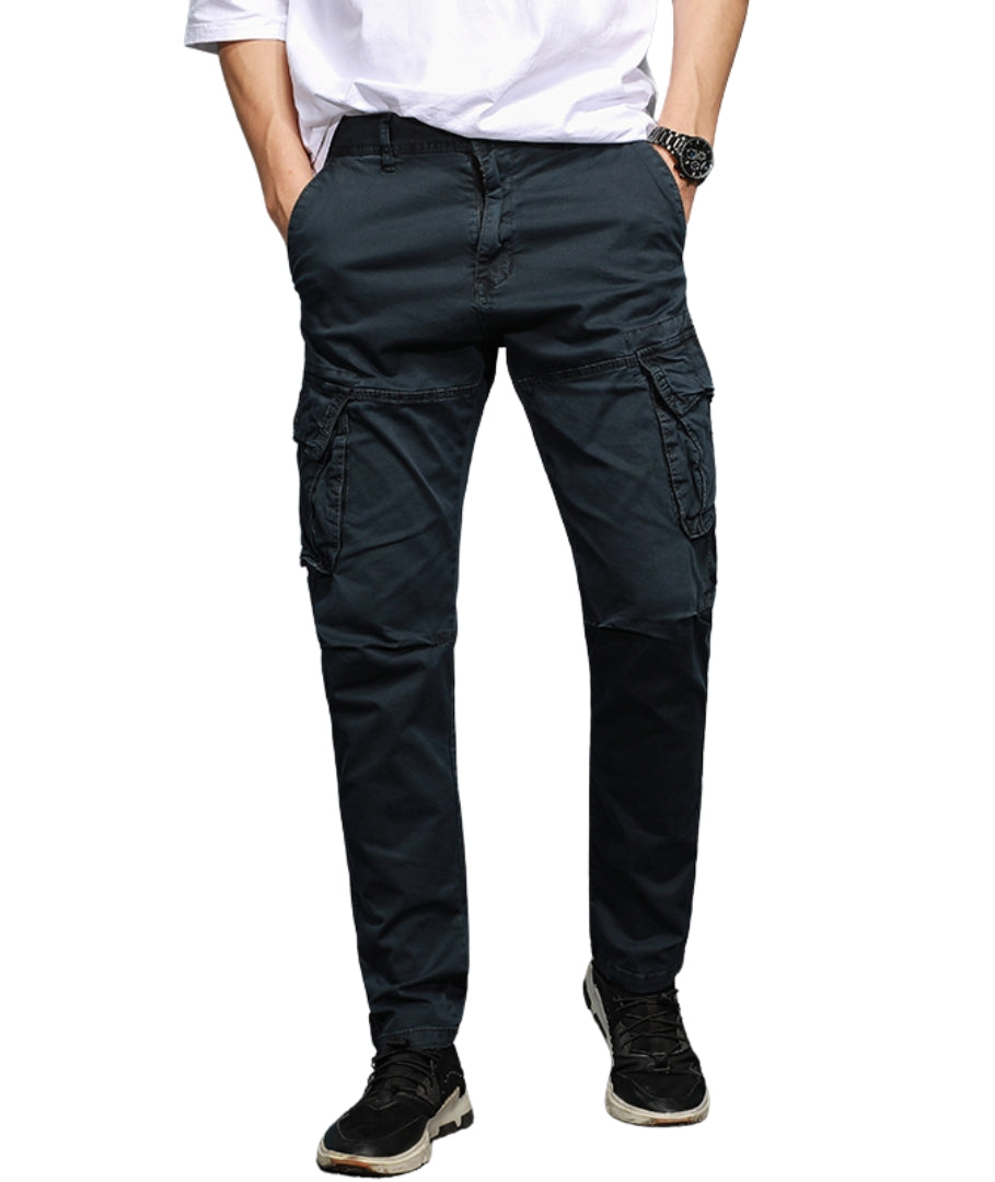 L'MONTE Imported Men's Regular Fit Casual Blue Cotton Cargo Joggers Lmonte International