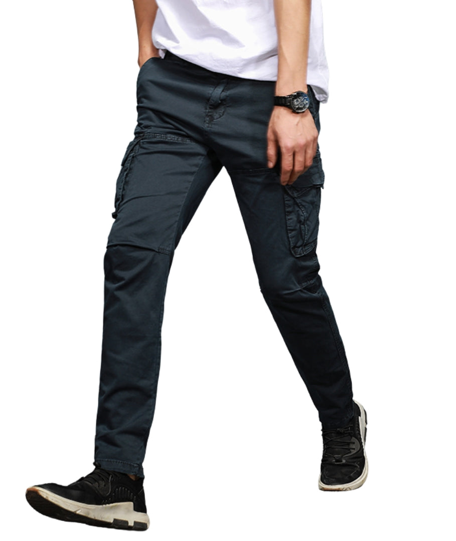 L'MONTE Imported Men's Regular Fit Casual Blue Cotton Cargo Joggers Lmonte International