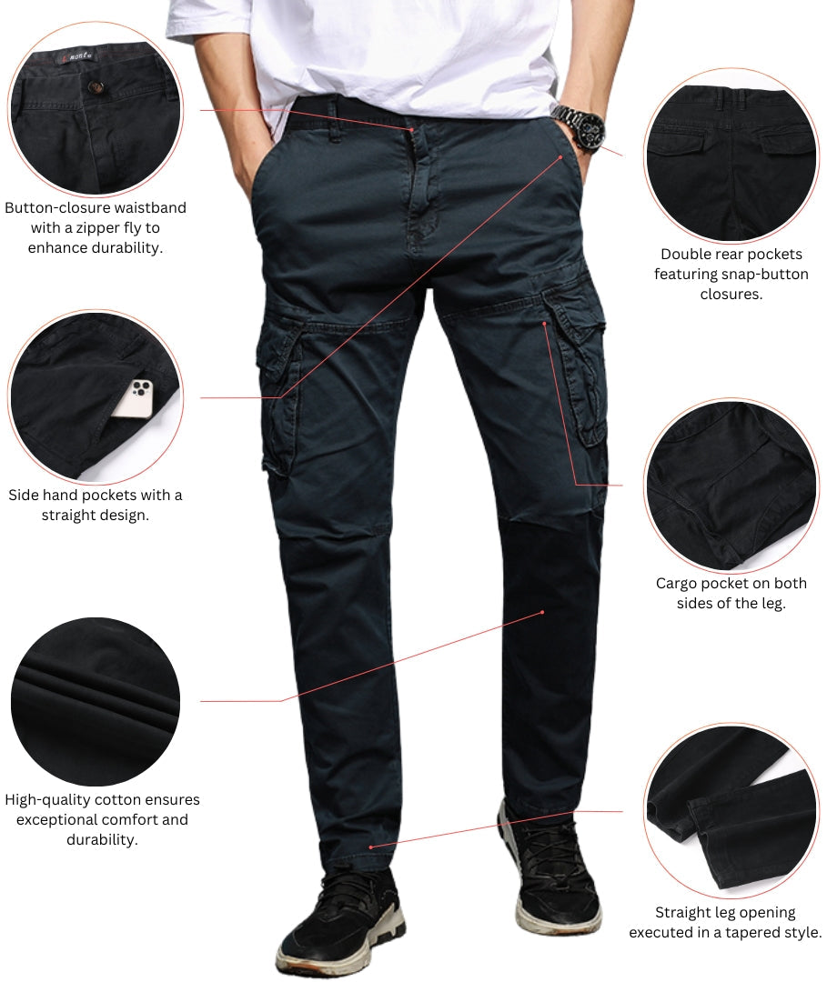 L'MONTE Imported Men's Regular Fit Casual Brown Cotton Cargo Joggers My Store