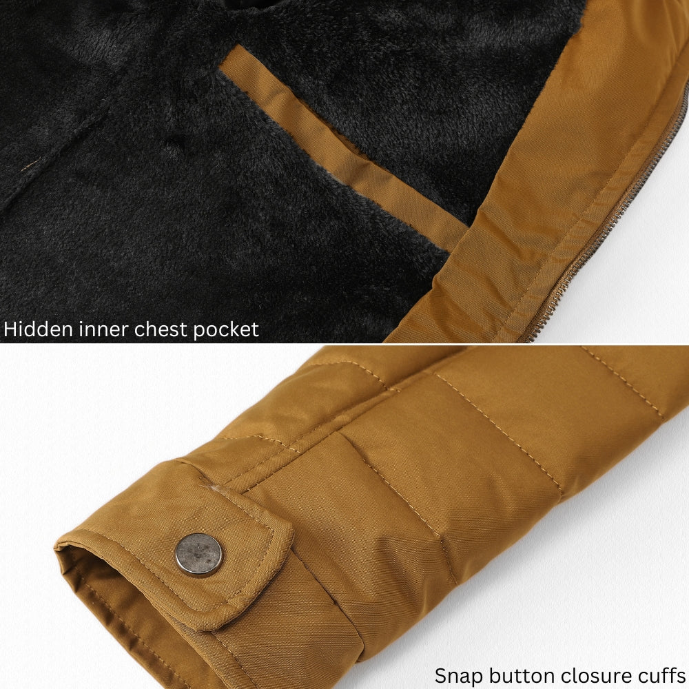L'MONTE Men's Brown Polyester Bomber Jacket My Store