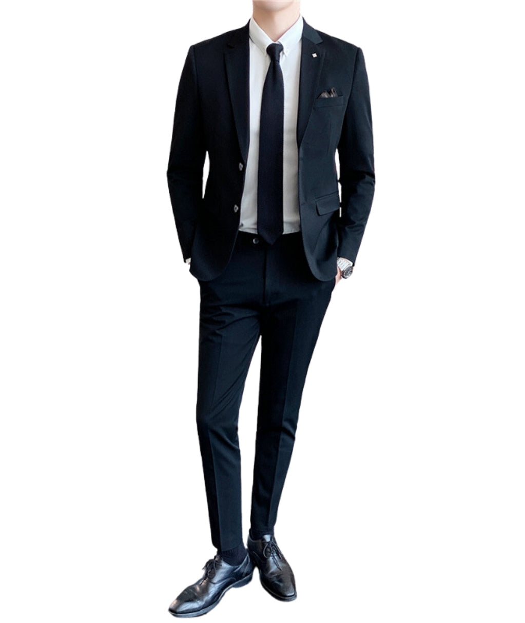 L'MONTE Men's 3-Piece Slim Fit Suit Set in Black