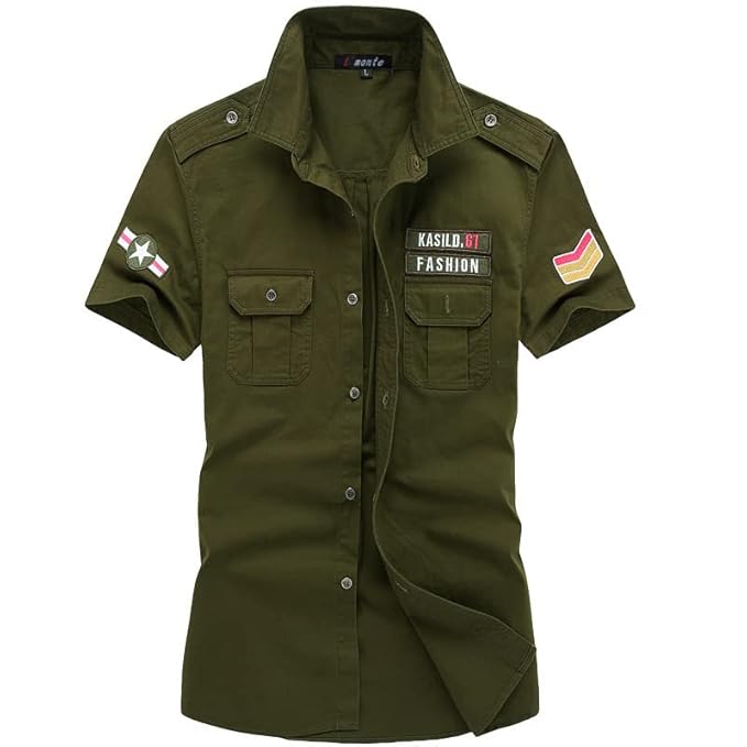 L'monte Men's Cargo Shirts Half Sleeve with Pockets My Store