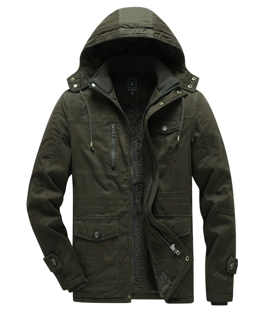 L'MONTE Men's Army Green Heavy-Duty Winter Cargo Jacket – Lmonte