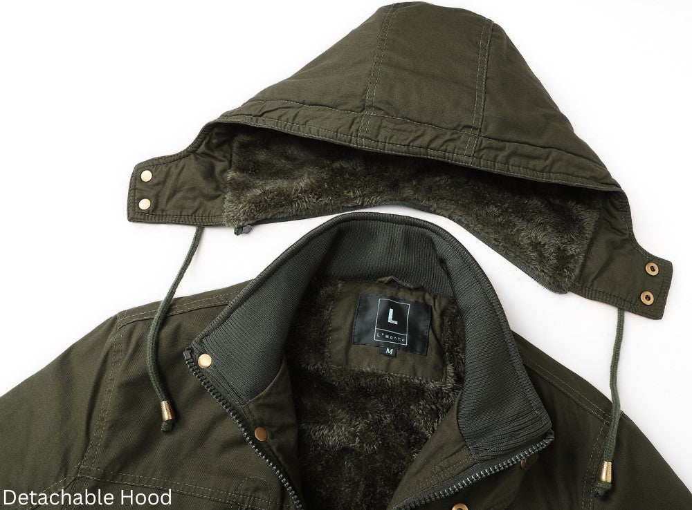 L'MONTE Men's Army Green Heavy-Duty Winter Cargo Jacket My Store