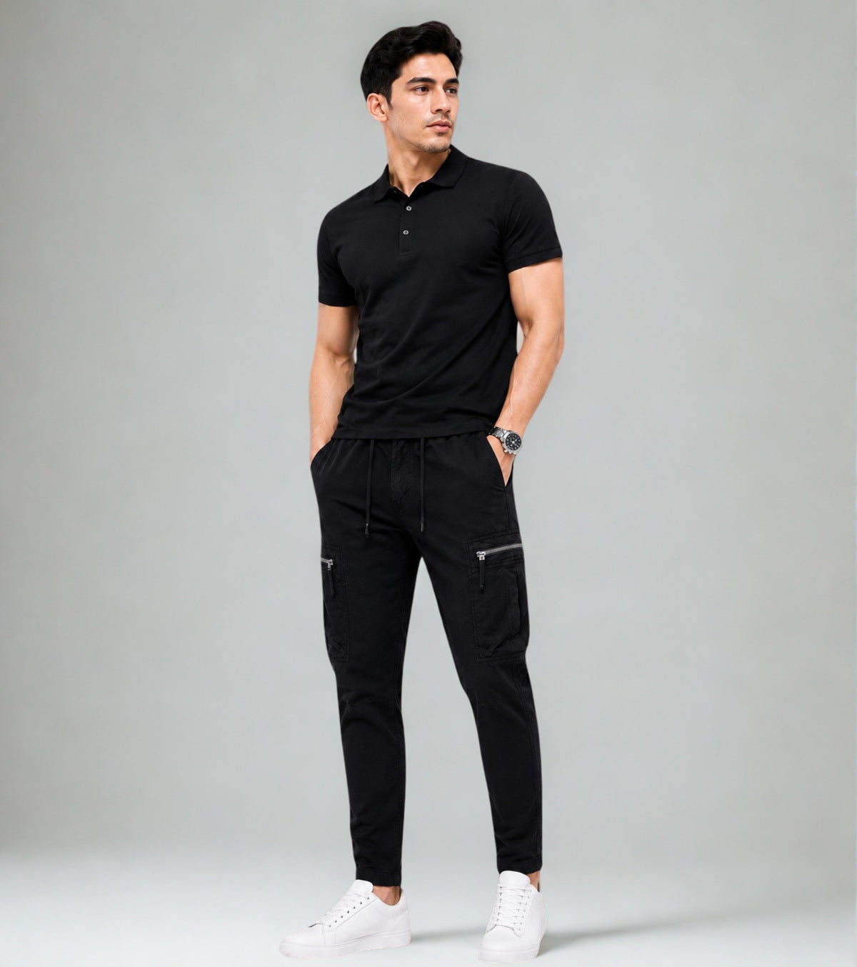 L'MONTE Imported Black Cargo Joggers for Men Lmonte International