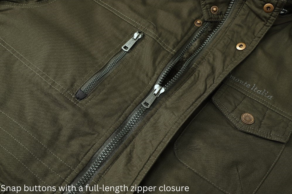 L'MONTE Men's Army Green Heavy-Duty Winter Cargo Jacket My Store