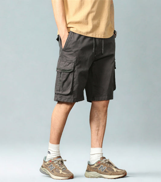 L'MONTE Men's Cotton Casual Gray Elastic Waist Cargo Shorts My Store