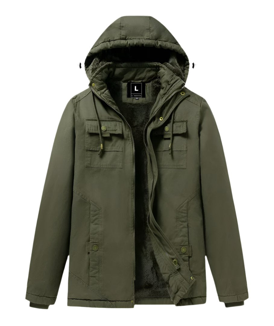 Overcoat Olive Green Winter Coat L'MONTE Men's Green Winter Jacket
