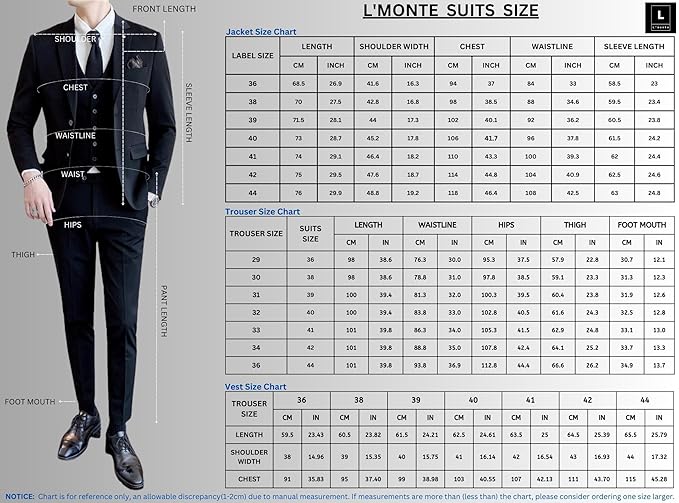 L'MONTE Imported 2 Piece Suit Blazer for Men Formal Slim Fit Two Button Closure Coat(BLPLM96002) My Store