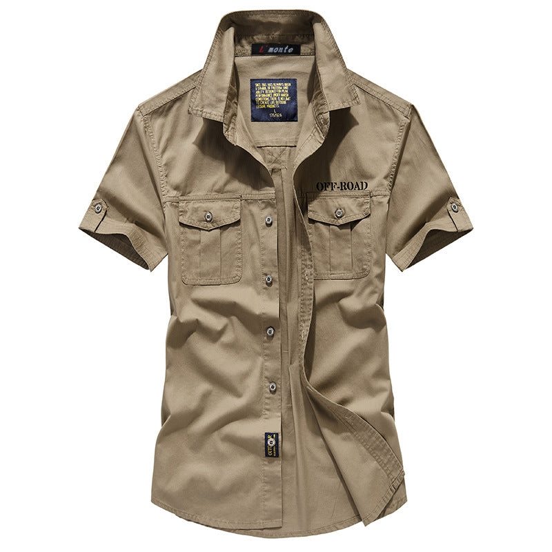 L'monte Men's Cargo Shirts Half Sleeve Khaki shirts My Store
