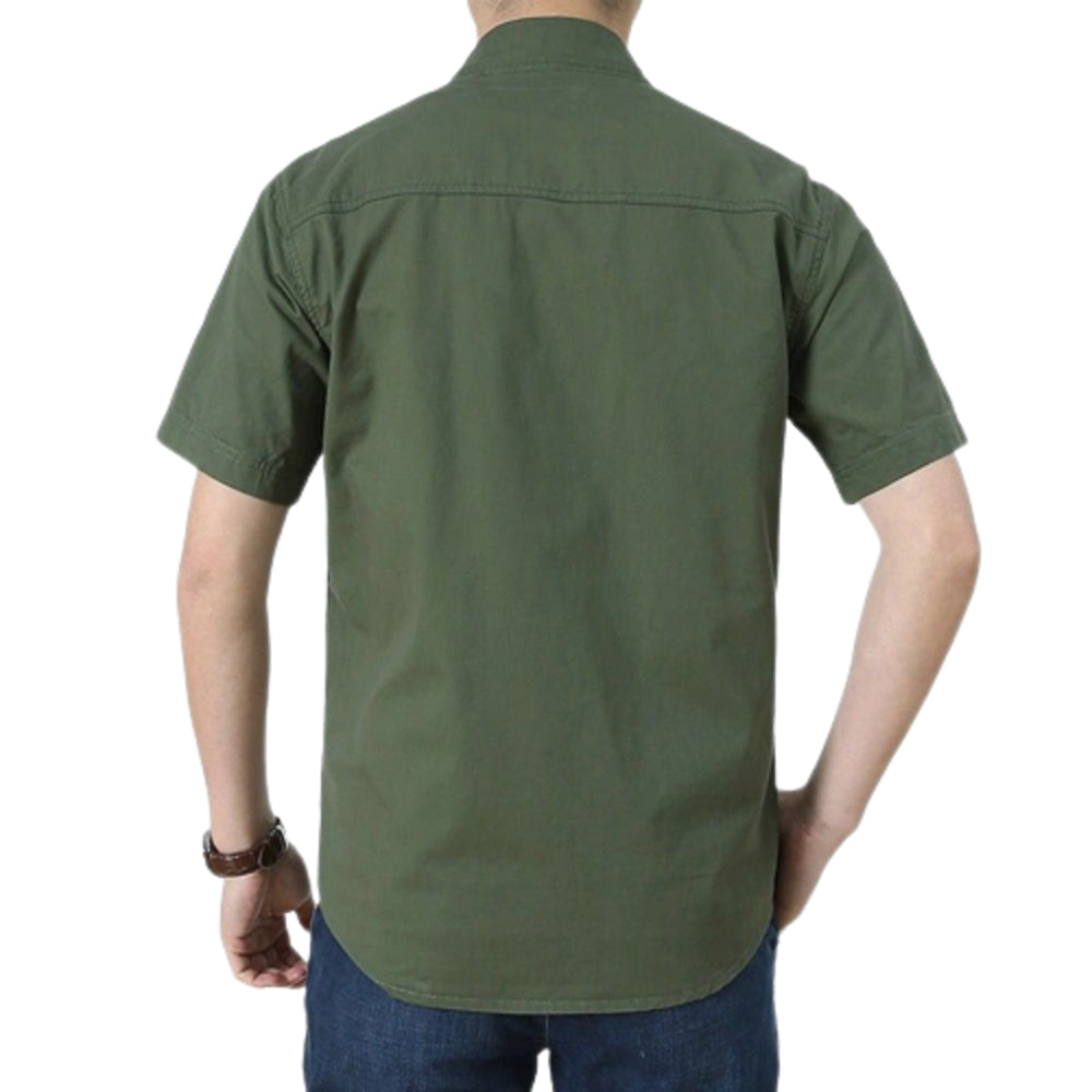 L'monte Men's Cargo Shirts Half Green Sleeve with Pockets My Store