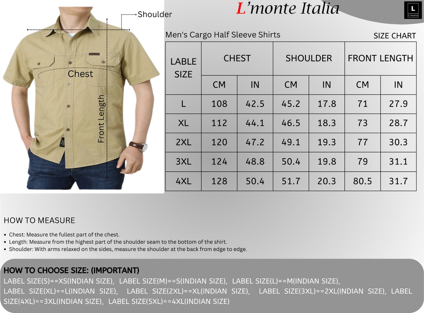 L'monte Men's Cargo Shirts Half Green Sleeve with Pockets My Store