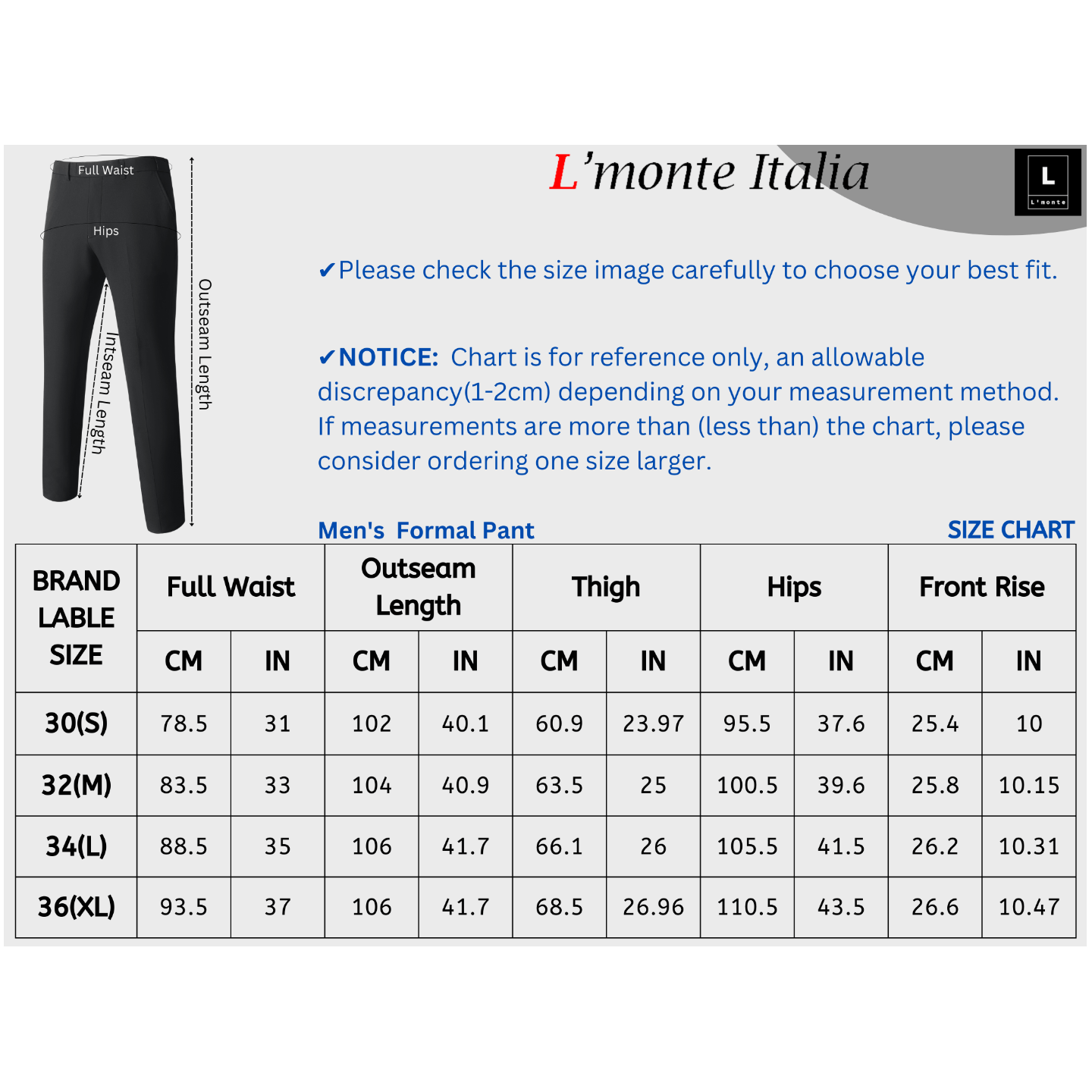 L'MONTE Men's Slim Fit Formal Pant My Store