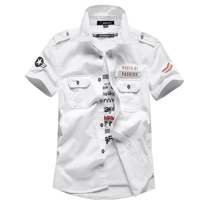 L'monte Men's Cargo Shirts Half Sleeve with Pockets My Store