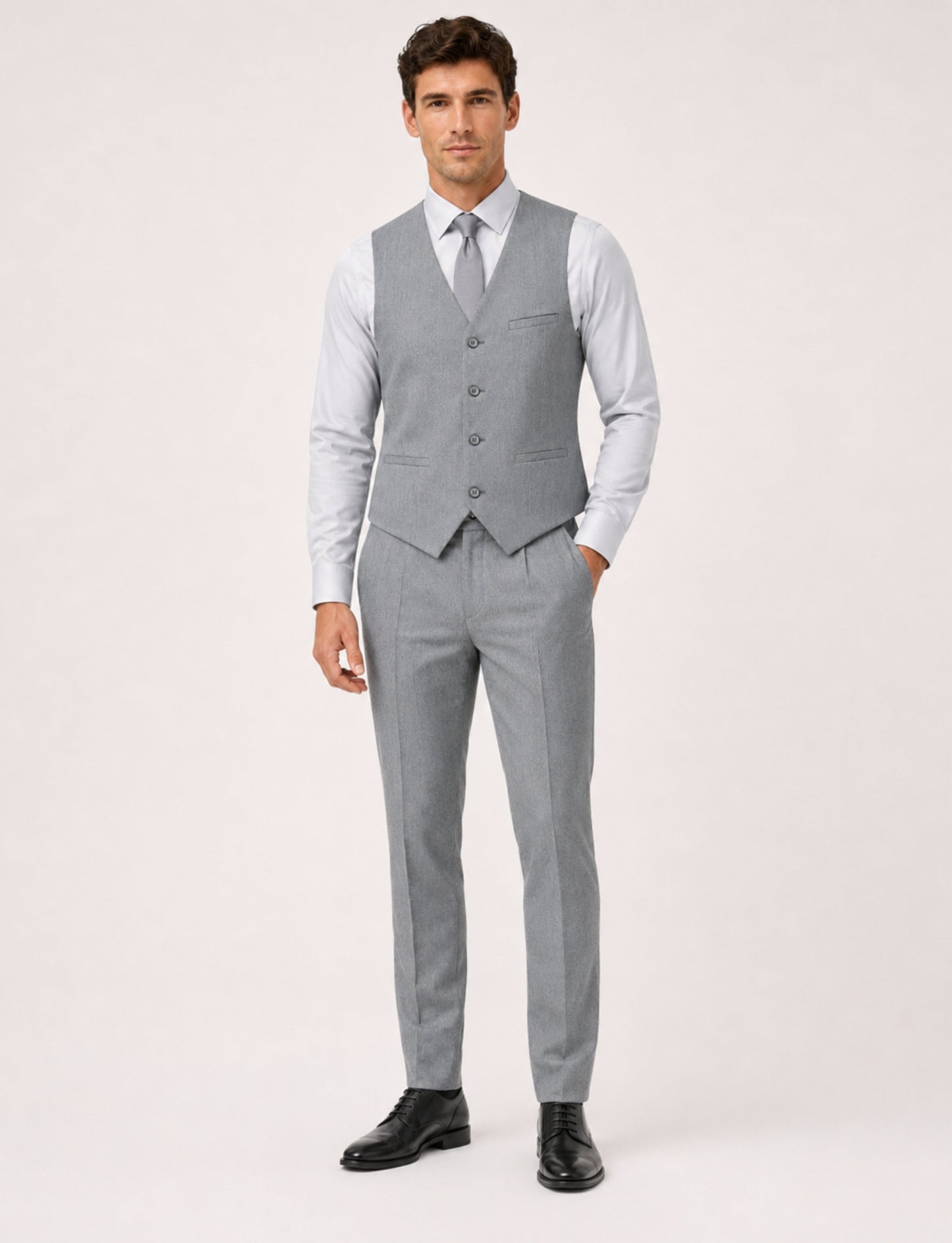 L'MONTE Imported Men's Poly Viscose V-Shape Single Breasted Slim Fit Business Formal Wedding Dress Waistcoat Vest for Men My Store