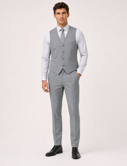 L'MONTE Imported Men's Poly Viscose V-Shape Single Breasted Slim Fit Business Formal Wedding Dress Waistcoat Vest for Men My Store
