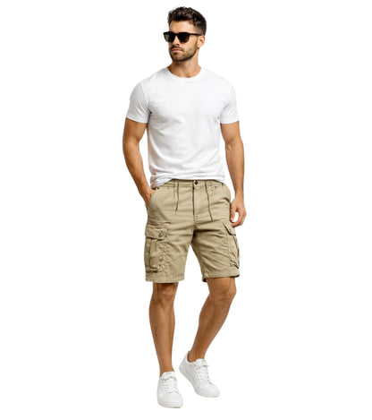 L'MONTE Imported Men's Slim Fit Khaki Cotton Cargo Shorts – Lightweight Summer Casual Knee Length Shorts My Store