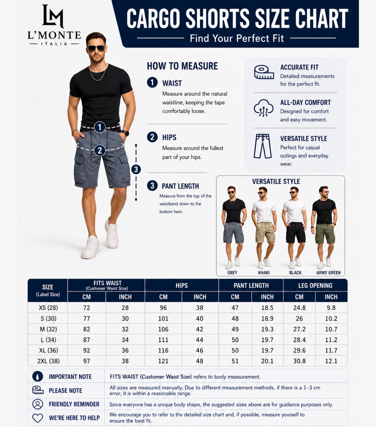 L'MONTE Imported Men's Slim Fit Grey Cotton Cargo Shorts – Lightweight Summer Casual Knee Length Shorts My Store